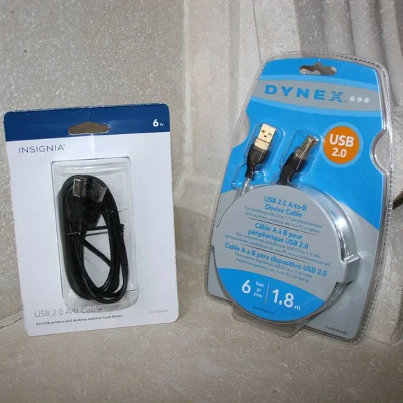 Insignia & Dynex 6 FT. USB 2.0 A to B Cables (NIB)