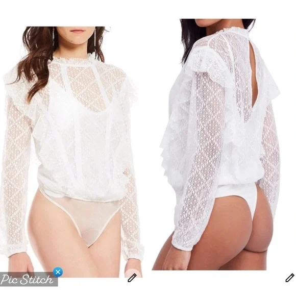 Free People Goldie Lace Bodysuit Ivory