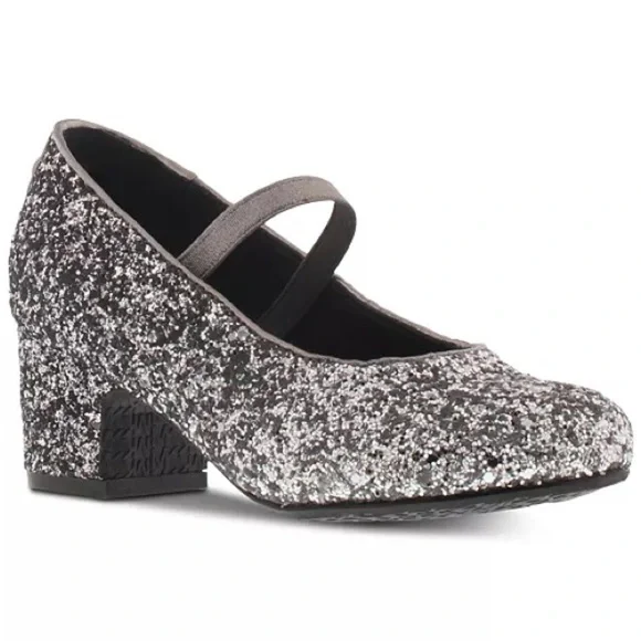 MICHAEL Michael Kors Gemini Dax Glitter Mary Jane Kitten Heel Pumps Ombre Silver