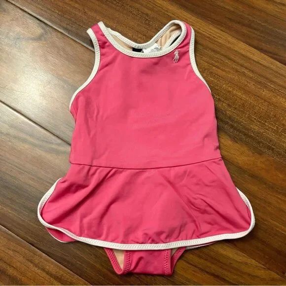 Ralph Lauren pink/white one piece bathing suit.