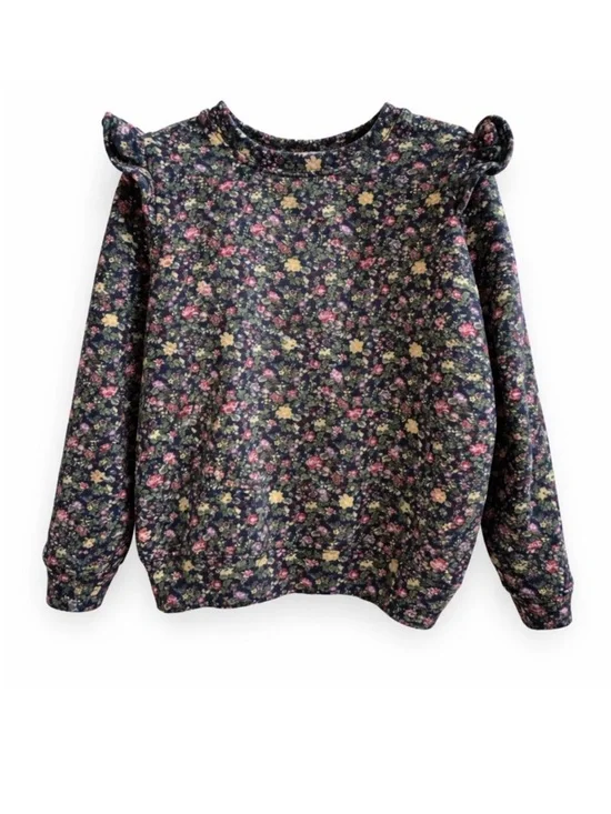 Ralph Lauren Polo Girls Floral Fleece Sweatshirt 6X Ruffle Detail