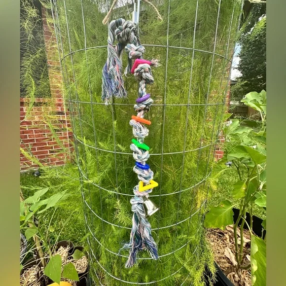 Handmade - Medium Knotty Colorful Rope Bird Toy with Bell