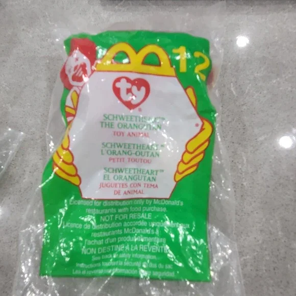 McDonald's TY Beanie Baby #12 Schweetheart the Orangutan, New in Sealed Bag