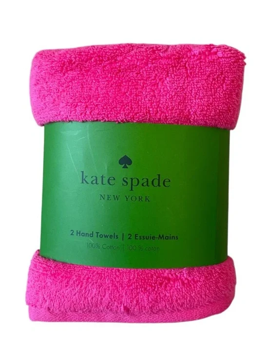 KATE SPADE NY Hot Pink Cotton Hand Towels 16X30 Set of 2 NEW