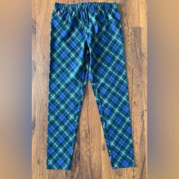 NWOT Ralph Lauren Kids Plaid Leggings in Green and Blue