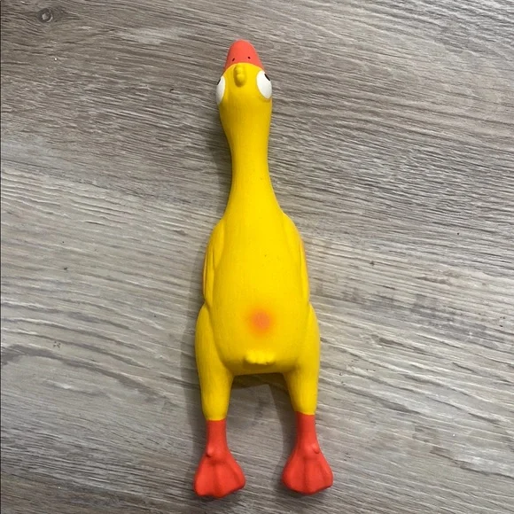 Yellow Rubber Chicken Squeaky Toy for Birds