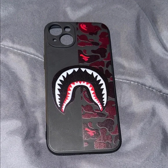 Shark Design Black and Red Phone Case