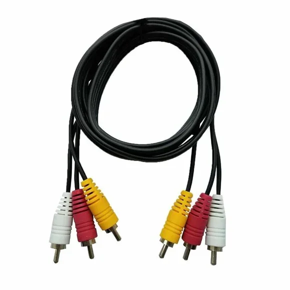AV Male to Male 3 RCA Audio Video Composite Cable Black (6 feet)