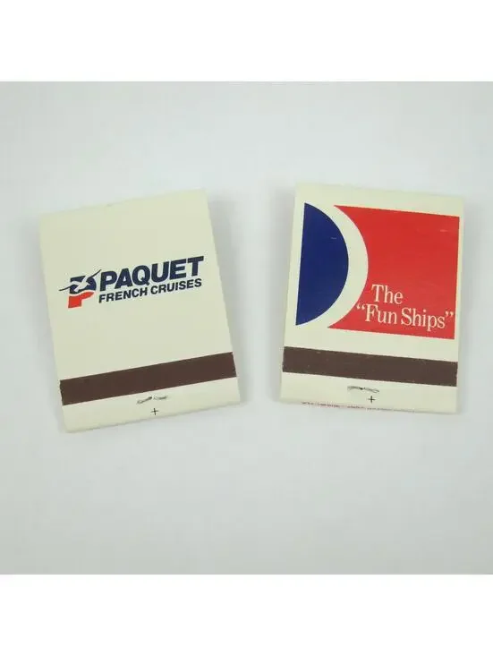 2 Vintage Matchbooks Paquet French Cruises & Carnival Cruise Lines Ship UNSTRUCK