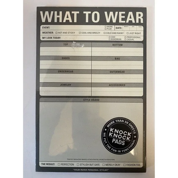 Knock Knock WHAT TO WEAR clothing decision Notepad 60‎ sheets
