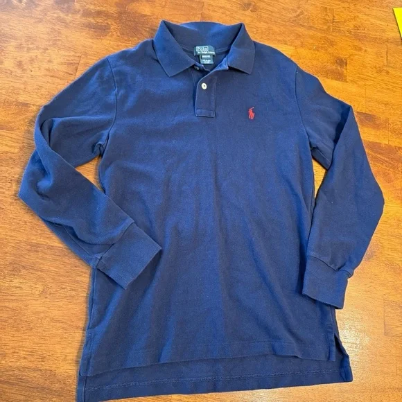 Polo Ralph Lauren Kids Navy Polo Shirt long sleeve size medium 10-12
