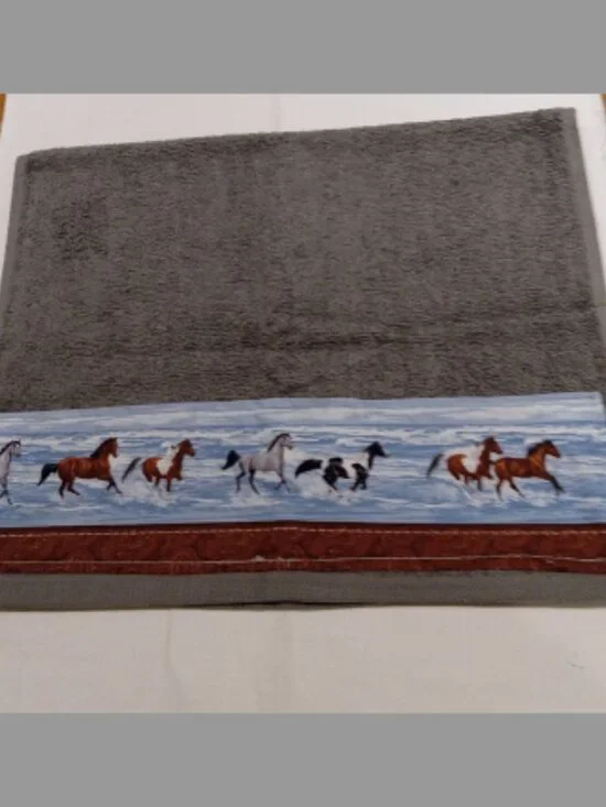 Handmade Quilted Hand Towel Horse Western Theme