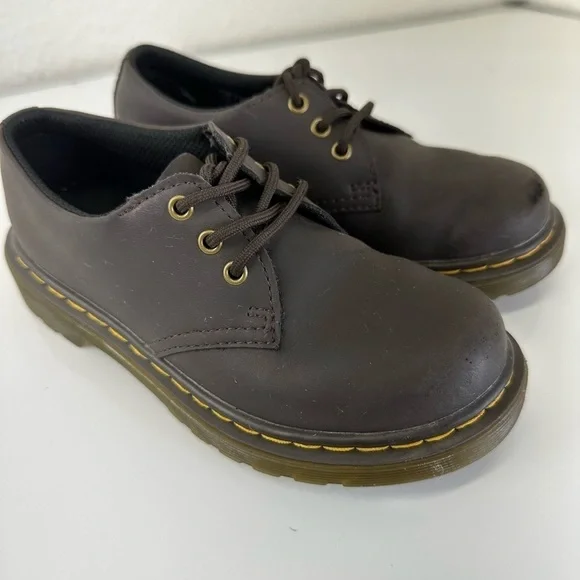 Dr. Martens 1461 J Softy Toe Dark Brown Leather Shoes KIDS Size 12