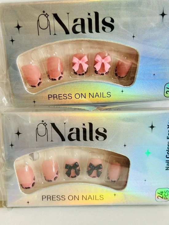 Press-On Pink Bow Accent False