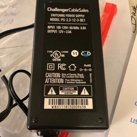 Challenger Cable Sales Switching Power Supply 12V