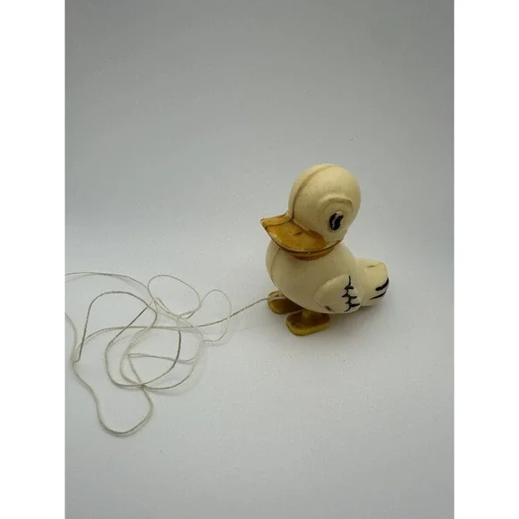 Vintage String Pull Duck Toy Primitive Plastic Ramp