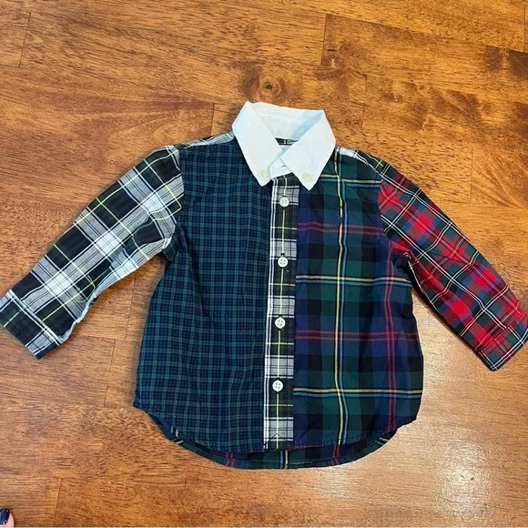 Ralph Lauren Kids Colorful Plaid Button-Down Shirt 100% cotton size 6 months