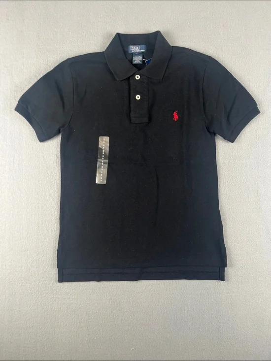 Boys Ralph Lauren Black Polo with Red Pony Embroidery NWT Size: 8