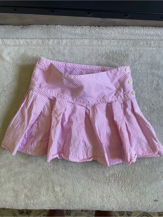Ralph Lauren Girls Pink and White Striped Cotton Skirt 6X