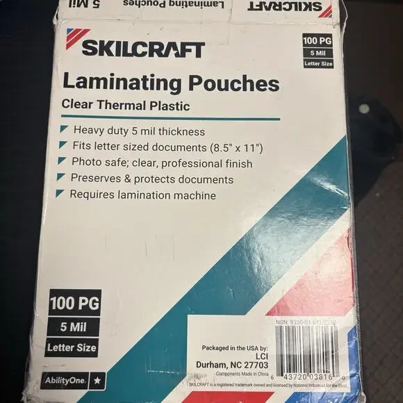 SKILCRAFT Thermal Laminating Pouches, 8.50