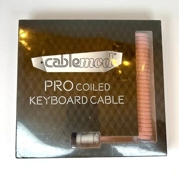 CableMod Pro Coiled Keyboard Cable Orangesicle, USB A to USB Type C, 150cm Mesh