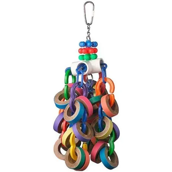 Bagel Cascade Bird Toy, Large Bird Size, Refillable Bagels, 15” x 4.5”