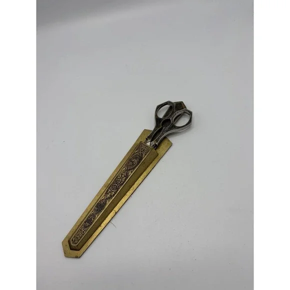 Vintage Griffon Germany Metal Scissors Letter Opener Desk Set Engraved Victorian