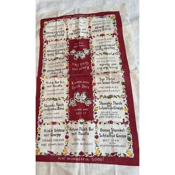Pennsylvania Dutch Linen Tea Towel  Foodie Meal Translations