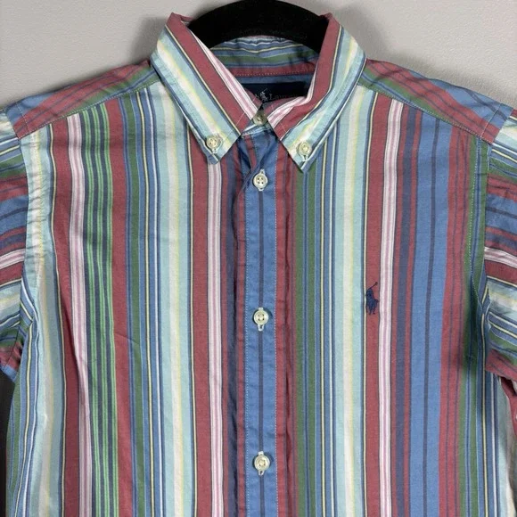 Ralph Lauren Youth Boys 7 Multicolor Striped Button‎ Down Long Sleeve Shirt