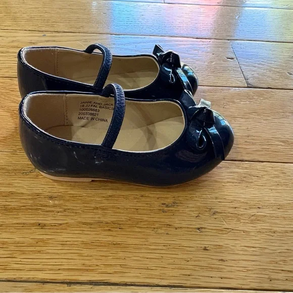 Navy Patent Shoes with Bow