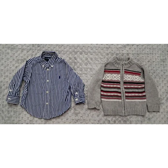 Lot Boys 12 Months Ralph Lauren Button Up Shirt Gymboree Sweater Jacket Preppy