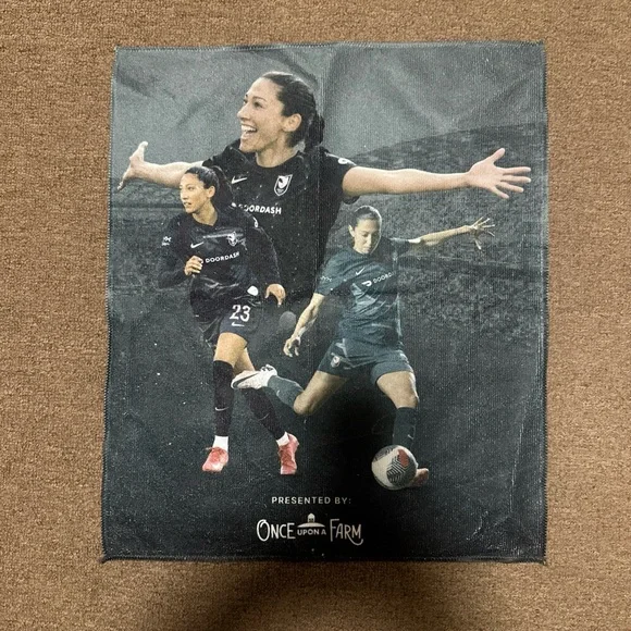 Angel City Football Club Black Soccer towel. Fan giveaway at BMO stadium.