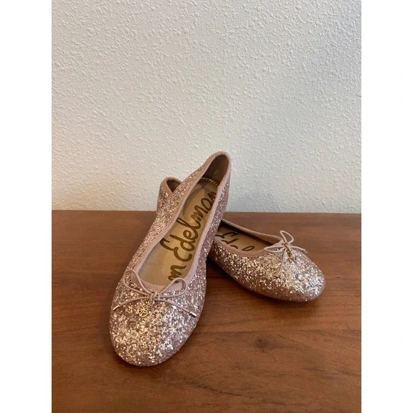 Sam Edelman Felicia Mini Rose Gold Glitter Ballet Flats‎ Girls Size 3M