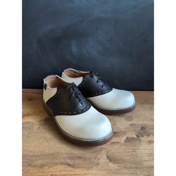 School Issue Varsity GIRLS‎ Size 13M Saddle Shoes Oxfords Black & White Leather