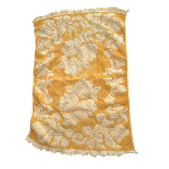 Vintage 70s Floral Hand Towel Mod Kitchen Bathroom Cotton Linens Monticello USA
