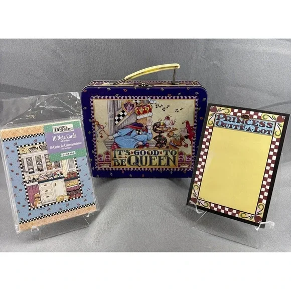 Mary Engelbreit Tin Lunchbox Stationary Notecards Magnet Notepad Vintage LOT 3