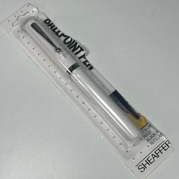 NEW Vintage Sheaffer White No Nonsense Medium Ball Point Pen Black Ink - Read
