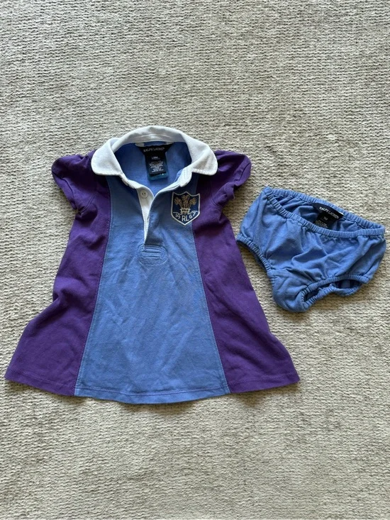 Ralph Lauren Baby Rugby Polo Dress With Bloomers 9M