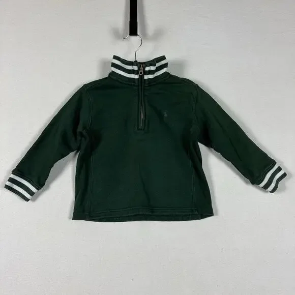 Polo Ralph Lauren Toddler‎ Quarter Zip Sweater Size 4T Green Stripe Collar