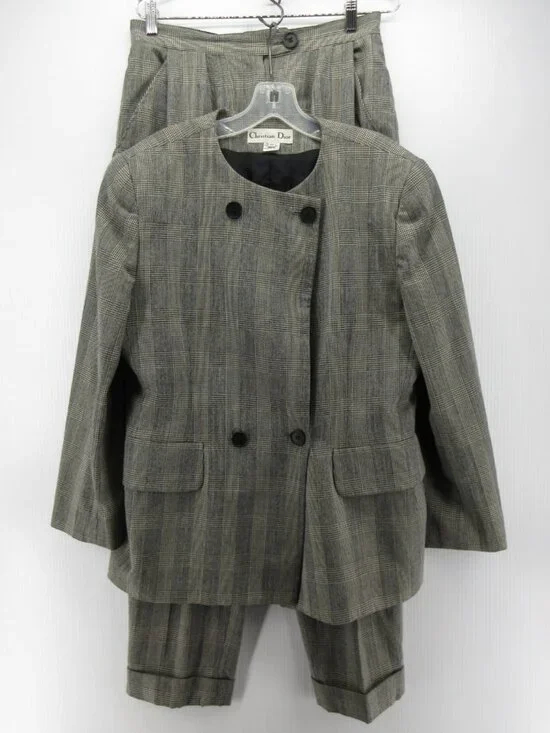 VGT Christian Dior Suit 12 Wool 2 Piece Pants Houndstooth USA 30X30 *