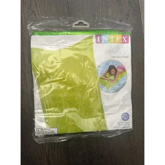 Intex Relax-A-Mat Lime‎ Green Pool Float Mat 72in X 27in Adult Inflatable Lounge