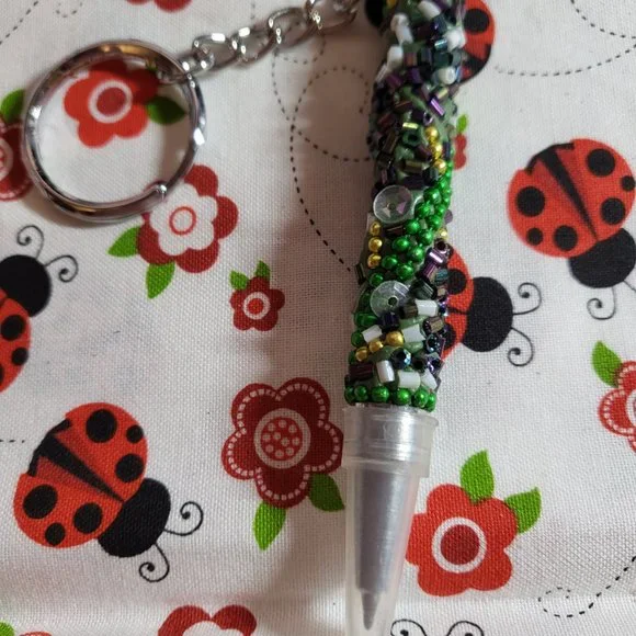 Beaded Ball Point keychain Pens You choose from 5 colors