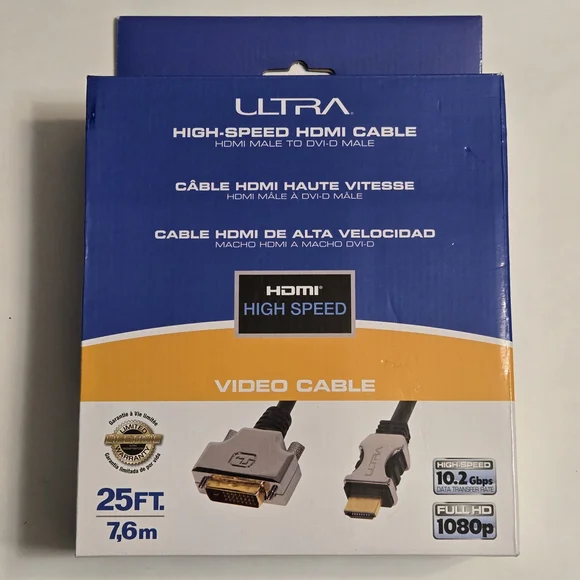 Ultra High-Speed HDMI Cable 25ft - HDMI Male to DVI-D Male