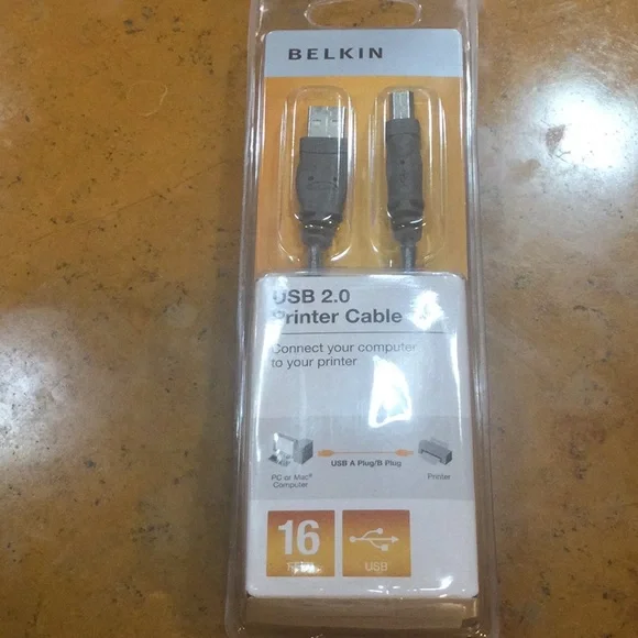 NIB, Belkin USB 2.0 Printer Cable. 16f
