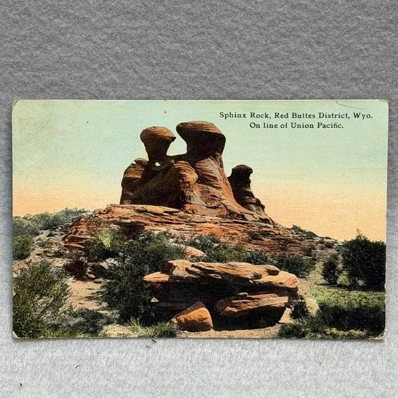 Sphinx Rock Red Buttes District Wyoming Union Pacific Railway Line 1913 POSTCARD