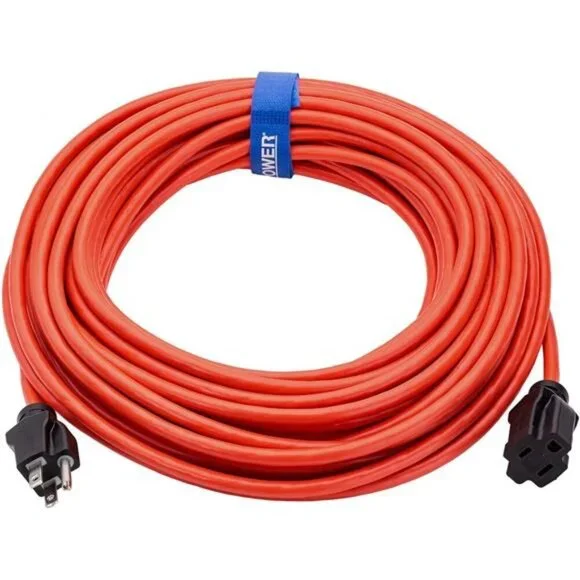 50 ft Outdoor Extension Cord 16/3 SJTW, 3-Prong Grounded Plug, Orange