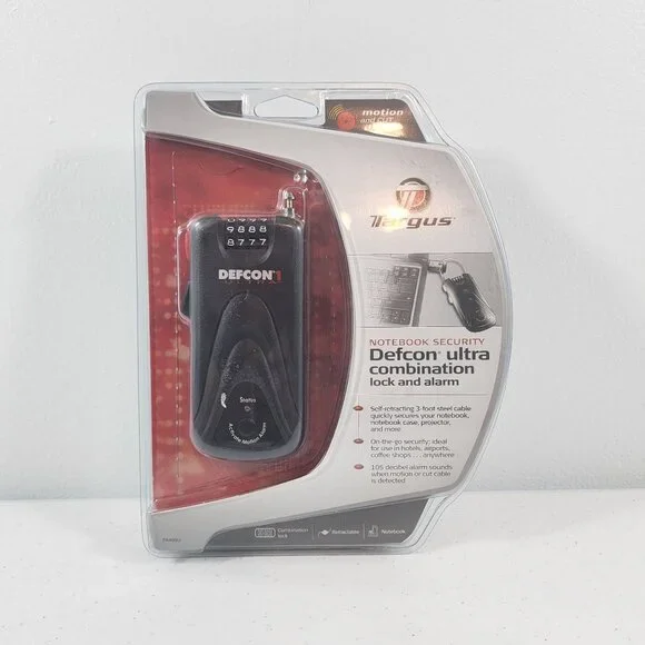 Targus DEFCON 1 Ultra, Retractable Cable Alarm Lock for Laptops and Electronics
