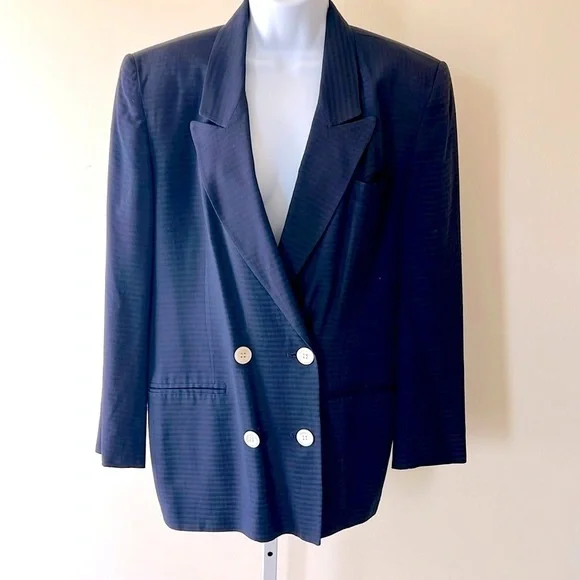 Christian Dior Plaid Blazer Navy Black Size 10