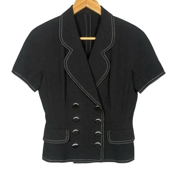 VTG Christian Dior Tailored Short Sleeve Blazer Jacket Size 9 Chic Quiet Luxury
