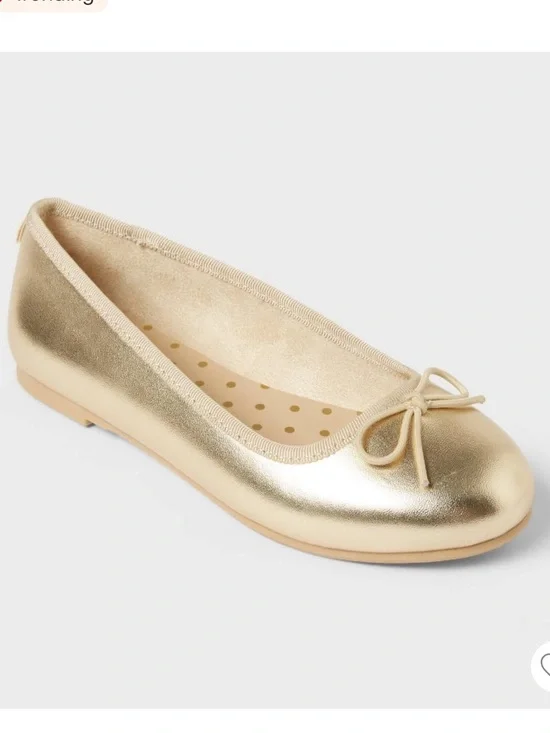NWT Cat & Jack Diana Slip On Metallic Gold Girls' Ballet Flat 5